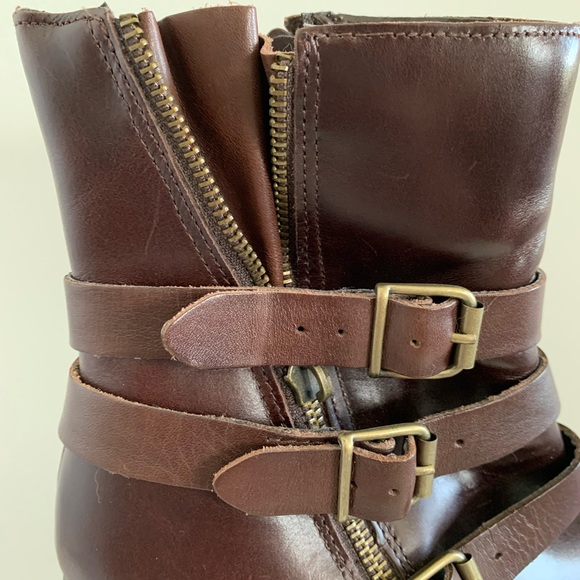 Hush Puppies Rustique - Brown Leather Mid Calf Boots with Heel - Size 8M - Picture 16 of 16